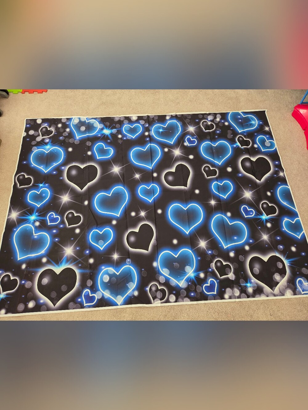 Neon Blue Heart Print Backdrop